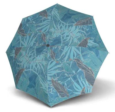Produktbild von Knirps Taschenregenschirm Regenschirm T.200 Medium Duomatic Monstera blau
