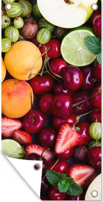 Produktbild von MuchoWow® 80x160 cm Outdoor-Poster Gartendeko Sichtschutz Garten Poster für den Garten  Obst - Farben - Sommer