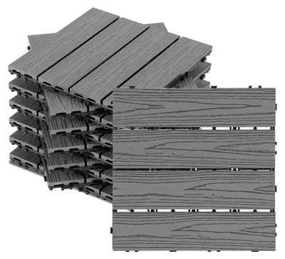 Obrázok produktu pre Izrielar WPC terasové dlaždice 5 m², 30 x 30 cm, 55 kusov, terasové dosky so 4 latami v reliéfnom drevenom vzhľade, pre záhradné a balkónové podlahy s odvodnením a klikovým systémom, antracitová farba