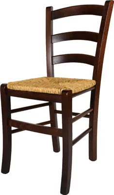 Produktbild von t m c s Tommychairs - Stuhl VENEZIA für Küche und Esszimmer, robuste Struktur aus lackiertem Buchenholz im Farbton dunkles Nussbraun und Sitzfläche aus Stroh