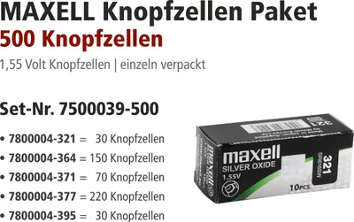 Produktbild von Maxell Aktionspakete, 321, 364, 371, 377, 395 sortiert