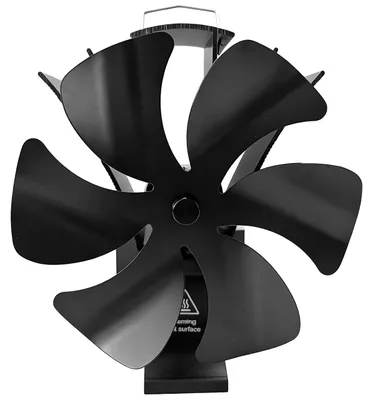 Imagen del producto de Ventilador para chimenea Relaxdays, sin necesidad de electricidad, con imanes, 6 aspas, dimensiones: 21,5 x 17 x 11 cm, con termómetro, aluminio, color negro, Imagen generada por IA