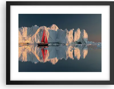 Produktbild von Gerahmtes Poster - Schwarzer Rahmen - Gletscher Ozean Grönland - 40x30 cm - Wand Bild - Wanddeko - Wandbilder - Kunstposter - Wandposter - Bilderrahmen - Bilder - Kunstdruck - P2BAA40x30-4996
