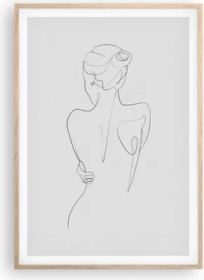 Produktbild von Gerahmtes Poster - Rahmen in heller Eiche - Körper Frau Zeichnung - 70x100 cm - Wand Bild - Wanddeko - Wandbilder - Kunstposter - Wandposter - Bilderrahmen - Bilder - Kunstdruck - P2NPA70x100-4651