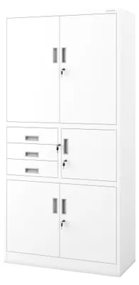 Produktbild von Büroschrank Aktenschrank Tresor Schubladen Geheimfach Stahlblech 185 cm x 90 cm x 40 cm Weiß