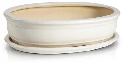 Produktbild von Polnix Bonsai Schale Keramik Oval Weiß 45x33x9 cm