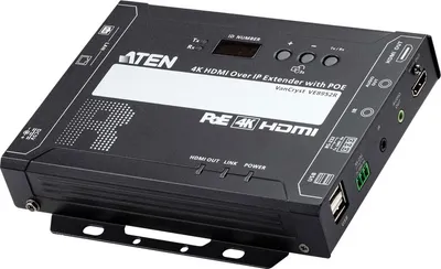 Produktbild von ATEN 4K HDMI over IP Empfänger mit PoE, 4096 x 2160 Pixel, AV-Receiver, 100 m, Kabelgebunden, Schwarz, HDCP