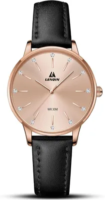 Produktbild von Elegante Damen Armbanduhr Analog Quarz Wasserdicht Lederarmband Klassische Modeuhr für Frauen Alltag Business Edelstahl