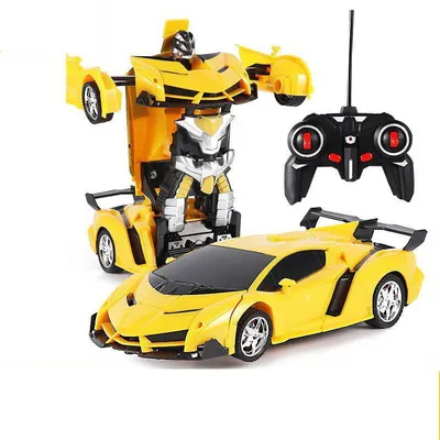 Image de Transformateur de robot automatique + télécommande voiture déformée 2 en 1 multifonction couleur jaune