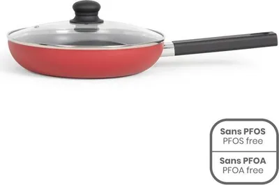 Produktbild von Sauteuse LIVOO MEP153R, 26 cm, Antihaftbeschichtung ohne PFOA/PFOS, Silikongriff, Alle Herdarten inklusive Induktion, Rot
