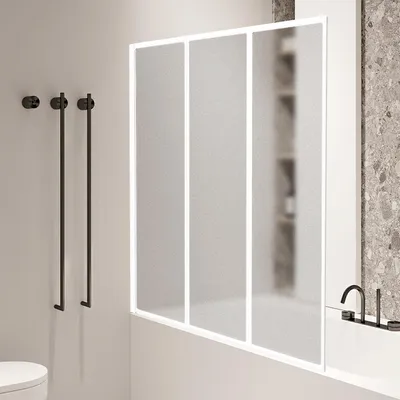 Obrázok produktu pre Izrielar 120 x 140 cm skladacie zásteny do vane, nadstavec na vaňu so sprchovou zástenou, výška 140 cm, skladacie sprchové zásteny, biela