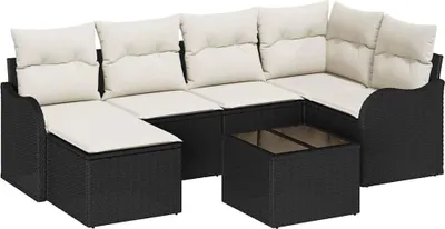 Immagine prodotto di Set divano da giardino vidaXL in polyrattan nero