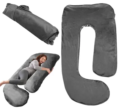 Image de Coussin de grossesse en forme de J - Gris - 150x80 cm