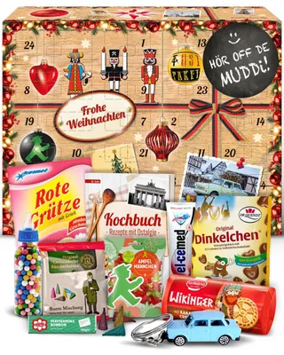Produktbild von Hör off de Muddi Adventskalender mit 24 Ostprodukten Ostalgie 2026