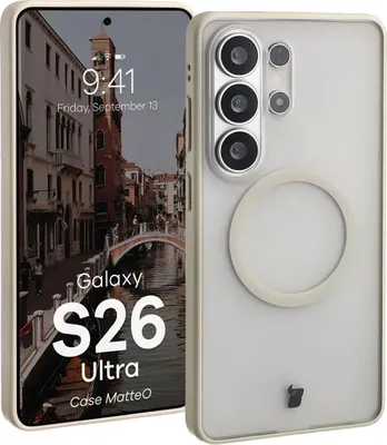 Produktbild von Handyhülle mit Magnetring für Galaxy S26 Ultra, Bizon Case MatteO, Getönt-Beige