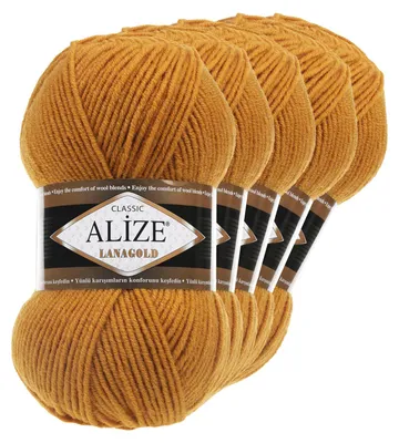 5 x 100g Strickgarn ALIZE Lanagold senfgelb