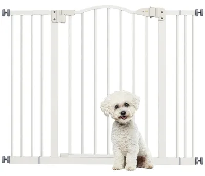 Image de Barrière pour chien, largeur réglable, barrière de sécurité, blanche, 100 x 3,5 x 78 cm