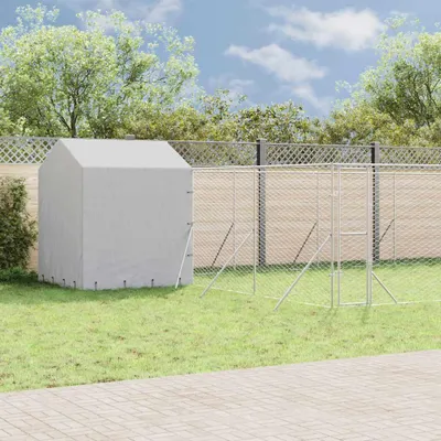 Immagine prodotto di vidaXL Cuccia per cani da esterno con tetto argento 10x6x2,5 m in acciaio zincato