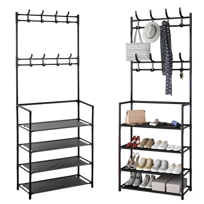 Zdjęcie produktu dla Stojak Wieszak Metalowy Półka Na Ubrania Buty Loft Garderoba Do Przedpokoju