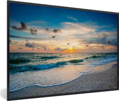 Produktbild von MuchoWow® MuchoWow® Gerahmtes Poster Strand - Meer - Sonnenuntergang 30x20 cm - Poster mit zchwarzem Bilderrahmen - Kunstdruck - Bild-Poster