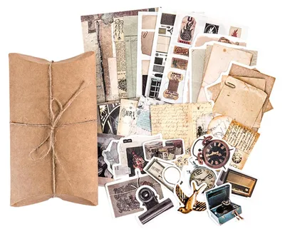 Imagen del producto de Kit de accesorios para álbumes de recuerdos con pegatinas y papeles de estilo vintage