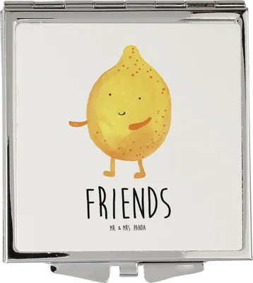 Produktbild von Mr. & Mrs. Panda Schminkspiegel Beste Freunde Zitrone - Weiß - Geschenk, Kleiner Spiegel, Fehlende Keywords, Kosmetikspiegel, Reisespiegel, Klappspiegel, Lustige Sprüche