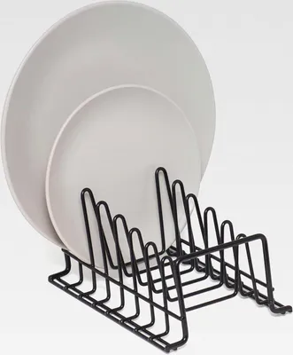 Produktbild von Tellerregal/Abtropfkorb – Küchenschrank-Organizer - Klein - Schwarzer kunststoffbeschichteter Stahl