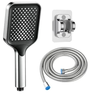 Immagine prodotto di Set doccia con soffione, tubo flessibile e supporto, dotato di 127 ugelli e un tubo flessibile in acciaio inossidabile da 2 metri