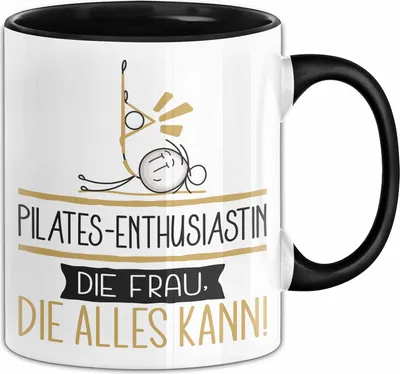 Produktbild von Pilates-Enthusiastin Geschenk Tasse Becher Die Frau Die Allen Kann Geschenkidee für eine Pilates-Enthusiastin Lustig (Schwarz)