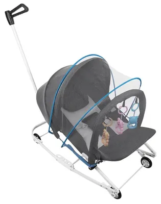 Productafbeelding van Babywiegje - Babyschommel - Rugleuning in 4 standen verstelbaar - Opvouwbaar - Speelboog - Muggennet - Grijs