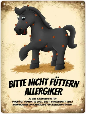 Produktbild von Bitte nicht füttern - Allergiker Metallschild XXL mit schwarzem Pferd Motiv
