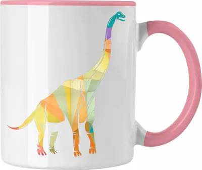 Produktbild von Trendation - Dinosaurier Brachiosaurus Tasse Polygon Grafik Bunt (Rosa)