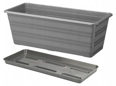 Produktbild von Verdenia DRACO Balkonkasten mit Untersetzer, 40 cm, grau