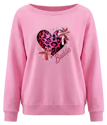 Produktbild von Damen Sweatshirt mit U-Boot-Ausschnitt, rosa, Größe M