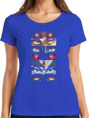 Produktbild von Anime Manga Dämon Augenreihe Otaku Geschenk Halloween gruselig Damen T-Shirt, Blau, XXL