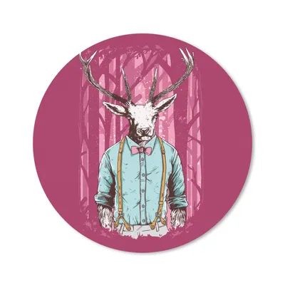 Produktbild von MuchoWow® Mauspad Mousepad Jahrgang - Hirsch - Wald 50x50 cm - Mousepads - Maus Mat - Pad - Mausunterlage - Vinyl