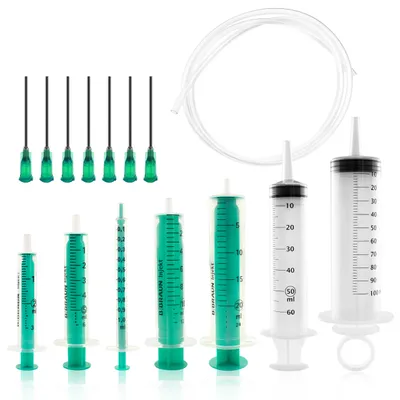 Produktbild von 7 Stück Spritzen-Set 1 x 1ml 2ml 5ml 10ml 20ml 50ml 100ml + 80cm Schlauch