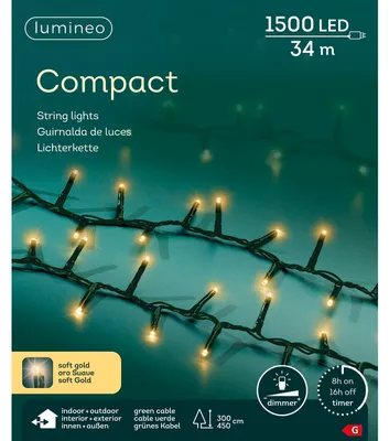 Productafbeelding van Led Compact 34 meter 1500 LED groen/soft gold Lumineo