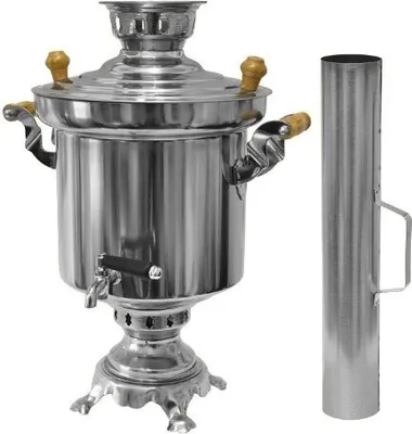 Produktbild von SET Samowar Holzkohle 5 L + Teekanne 0,9 L + Piala-Set "Pahta Gul" 6 Stück Ø 11
