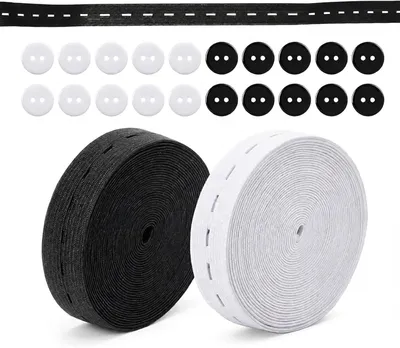 Produktbild von Elastikband 1,9 cm breit, 2 Rollen mit 20 Knopflöchern, für Näh- und Handwerksprojekte