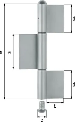 Immagine prodotto di GAH Alberts Cerniera di costruzione in 3 pezzi per saldatura STA testa tonda grezza 220/50/14/70mm - 414474