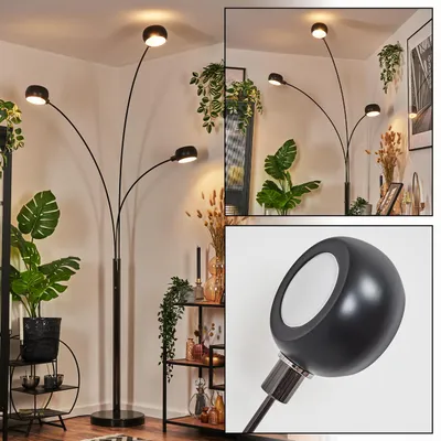 Produktbild von Suio Stehlampe aus Metall in Schwarz/Chromfarben/Weiß mit Marmorfuß