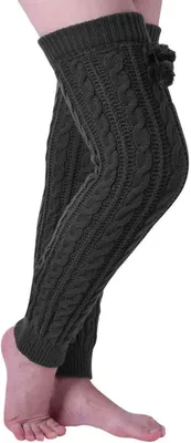 Productafbeelding van Gebreide Beenwarmers - Warme Kousen - Comfortabel Warm Blijven - Zachte Acryl Vezels - 65 cm Lengte - Zwart