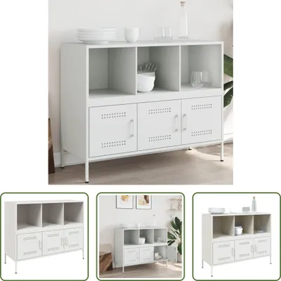 Produktbild von The Living Store Sideboard Weiß 100,5x39x79 cm Kaltgewalzter Stahl