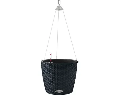 Obrázek produktu pro Závěsný samozavlažovací květináč Lechuza Nido Cottage plast Ø 27 x 32 cm černý včetně zavlažovacího systému, vložky na rostliny a ukazatele stavu vody