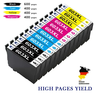 Produktbild von 12er 603XL Druckerpatronen für Epson 603XL XP2100 2105 3100 3105 4100 WF2820 2830 2840 DWF