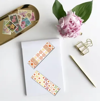 Produktbild von Kreuzstich-Set: 6 Stück geometrische Lesezeichen für Anfänger - DIY Stickset