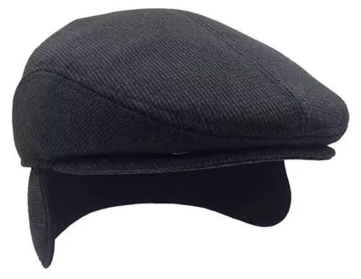 Produktbild von Schiebermütze Herren mit Ohrenklappen Schwarz grau Wolle/Polyester M