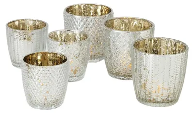 Produktbild von Boltze Home Teelichthalter Glas Silber 2-teilig.