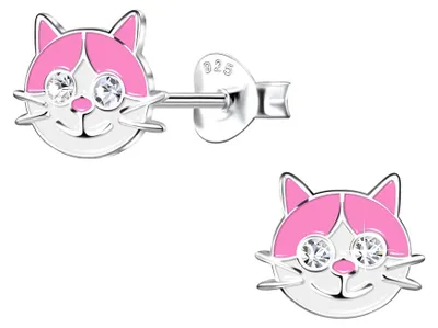 Produktbild von Katzen Ohrstecker Mädchen: Ohrringe Silber 925